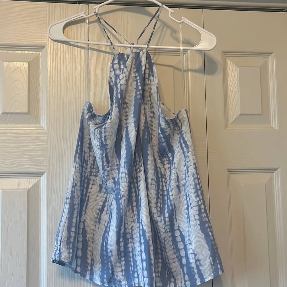 Gorgeous blue and white snake skin top with slit